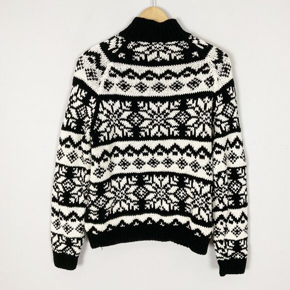 Vintage 90s Ann Taylor Fair Isle Sweater Mock Neck Size Medium Women's - Picture 3 of 4